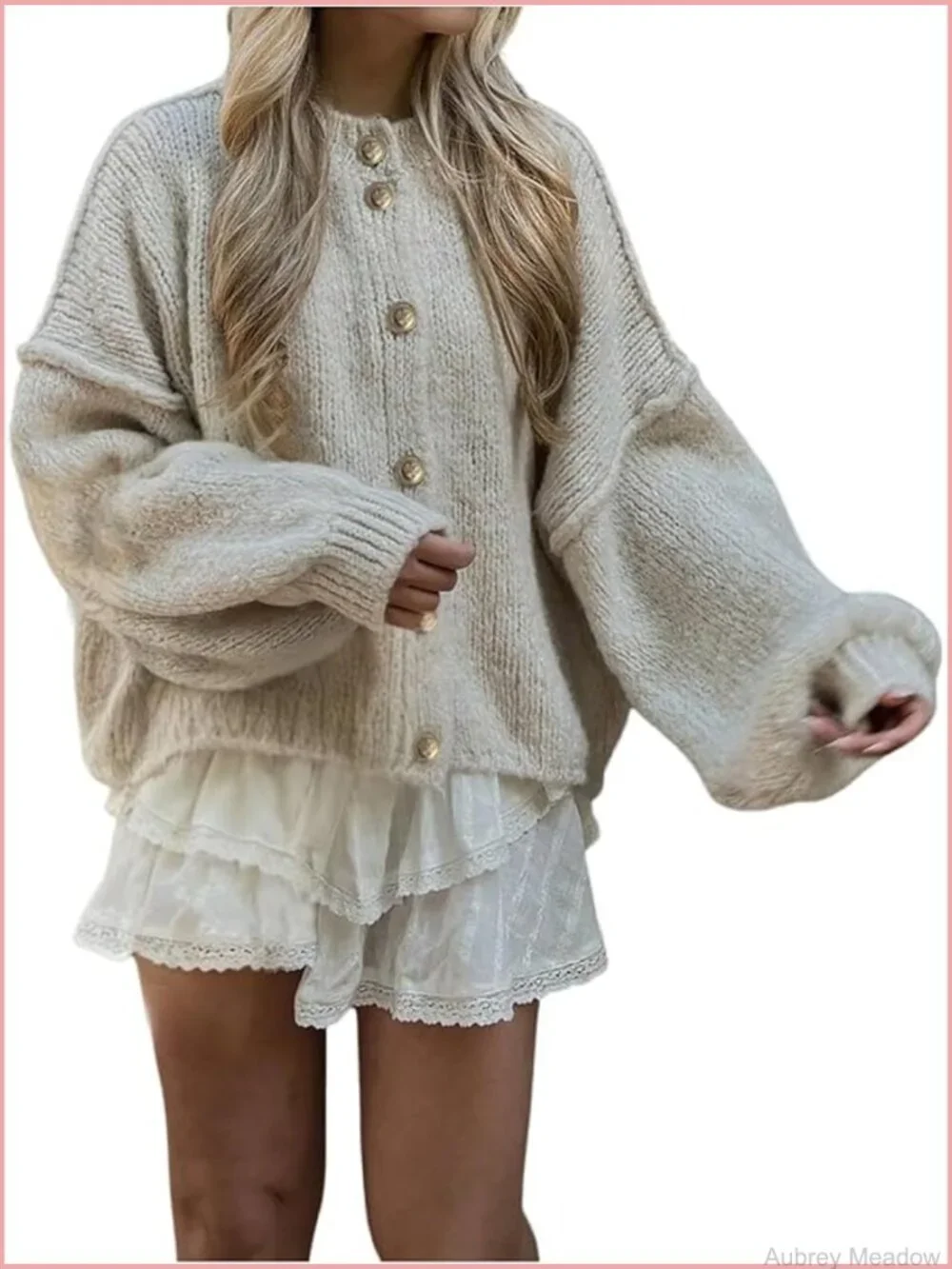 Old Money Button Up Oversized Cardigans Bishop Sleeve Cozy Sweaters Fall Winter